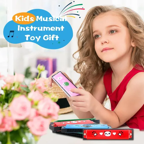 Miniatura 5 de 12 piezas de armónica de juguete para niños, armónica de dibujos animados, 16 agujeros, instrumento musical, armónicas para niños y niñas
