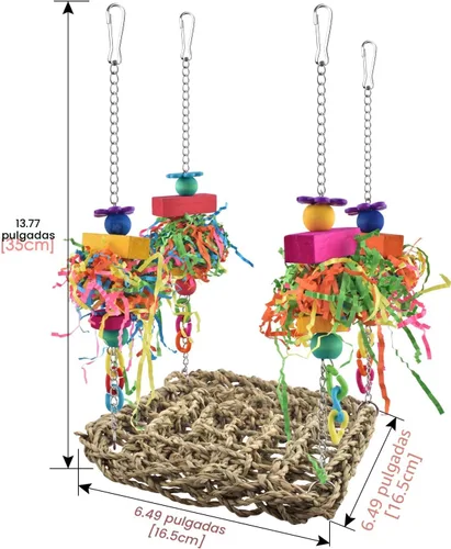 Miniatura 7 de KATUMO Conure Toys, tapete de columpio de hierba de pájaro con juguetes coloridos para periquito, cacatúa, conura solar, agapornito, periquito
