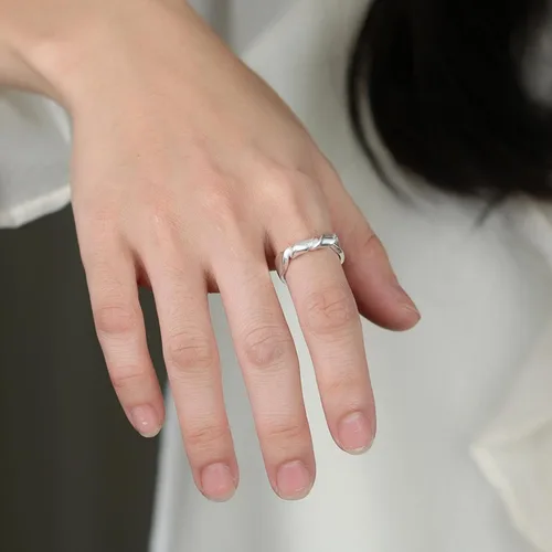 Miniatura 132 de Anillo de plata de ley 925, minimalista, ajustable, hecho a mano, para mujeres y niñas
