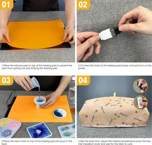 Miniatura 5 de Kit de alfombrilla de calentamiento para moldes de resina 26 piezas: máquina de curado de resina epoxi para moldes de resina, reduce el tiempo