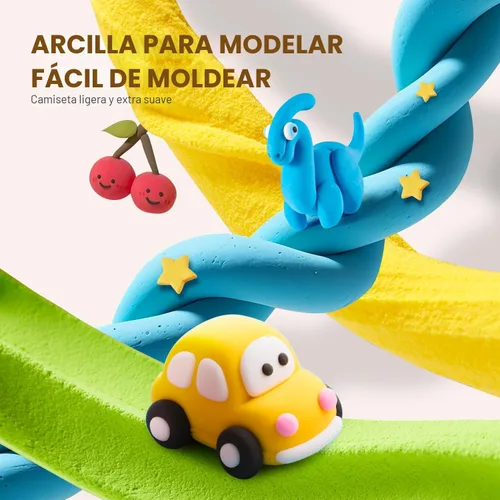 Miniatura 5 de Arcilla seca al aire para niños, kit de arcilla para modelar con caja de almacenamiento y herramientas de escultura, arcilla mágica para moldear
