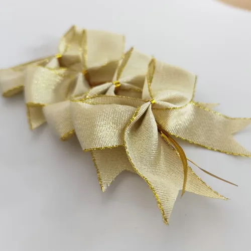 Miniatura 8 de 50 lazos de oro blanco de 3-1/2 pulgadas con lazos giratorios para envolver regalos, embalaje, decoración de Navidad (W.Gold)