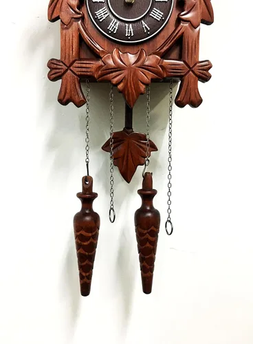 Miniatura 8 de Rylai Reloj de Cuco Vintage Grande de Madera para Pared Hecho a Mano 13x9.5 Pulgadas Marrón Tamaño grande 13x9.5 pulgadas Diseño tradicional Blanco
