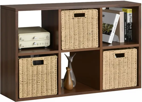 Miniatura 30 de IRONMIX Organizador de almacenamiento de 5 cubos de metal, estantería corta negra, soporte de TV para televisores de hasta 40 pulgadas, centro