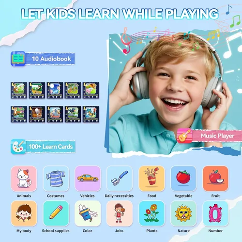 Miniatura 6 de NBKLS Reloj Inteligente para Niños Varones, Reloj para Niños con Pantalla Táctil de 1.54 Pulgadas, Reproductor de Música, Tarjeta de Aprendizaje, 10