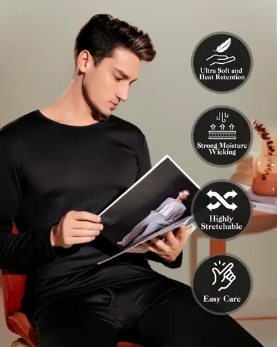 Miniatura 3 de Ropa interior térmica para hombre, Long Johns con forro polar, térmicas, parte superior inferior, capa base para clima frío