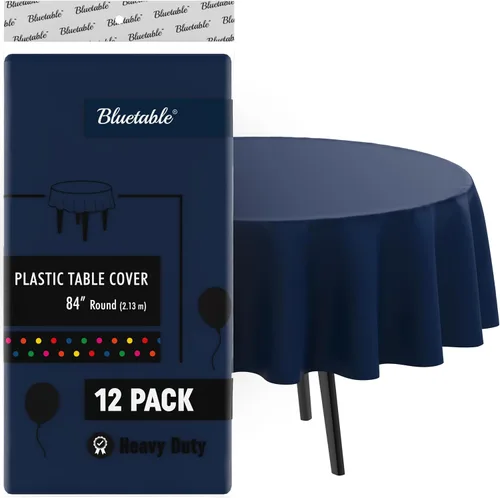 Miniatura 14 de Bluetable Mantel de plástico desechable rectangular negro (paquete de 12) a granel, mantel ultra resistente (54 x 108 pulgadas), mesas de 6 pies u 8