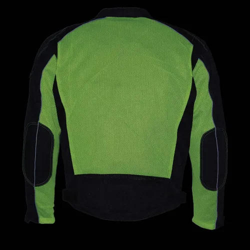 Miniatura 6 de Milwaukee Leather MPM1790 - Chaqueta blindada de malla para hombre, color negro y verde neón, con chaqueta extraíble para lluvia