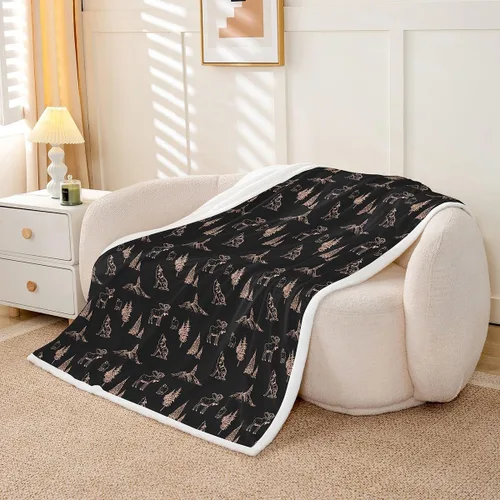 Miniatura 2 de Erosebridal Manta de vellón de animales del bosque, 40 x 50 pulgadas, con temática de caza de osos, ciervos, lobos, manta de felpa mullida