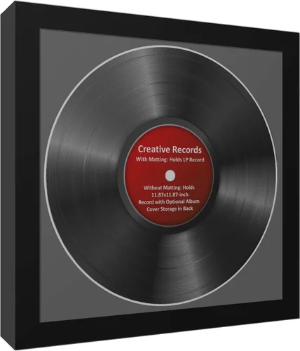Miniatura 2 de Creative Picture Frames 4Pk-Lp12.5X12.5Bk-B Lp - Marco para álbum de vinilo con paspartú negro, inserto de disco Lp, vidrio y colgador de pared