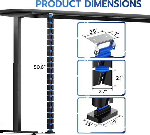 Miniatura 7 de ARES WING - Columna de gestión de cables debajo del escritorio, organizador de cables de vértebras atornillables para escritorio de pie, organizador