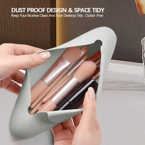 Miniatura 3 de TUCANA Soporte para brochas de maquillaje de viaje prémium con cierre magnético, organiza y asegura tus brochas sobre la marcha, Gris, Moda