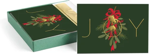 Miniatura 25 de Masterpiece - Tarjetas navideñas plateadas y rojas, juego de 15 tarjetas de Navidad en caja con detalles de aluminio y sobres a juego, tarjetas