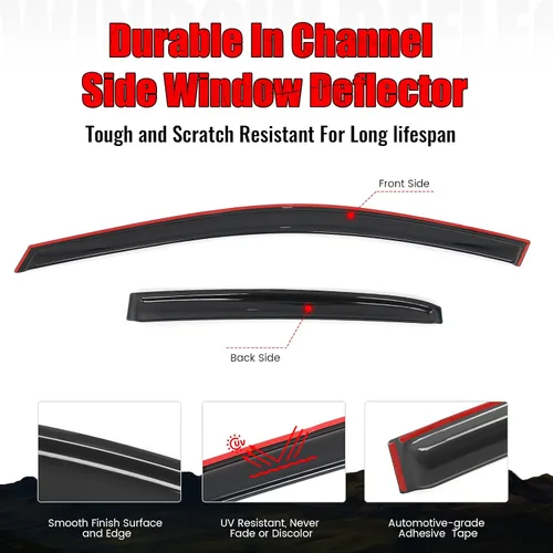 Miniatura 3 de IKON MOTORSPORTS Viseras de ventana de canal compatibles con Toyota Camry 2018-2024, protectores de lluvia acrílicos ahumado/tintados, deflectores