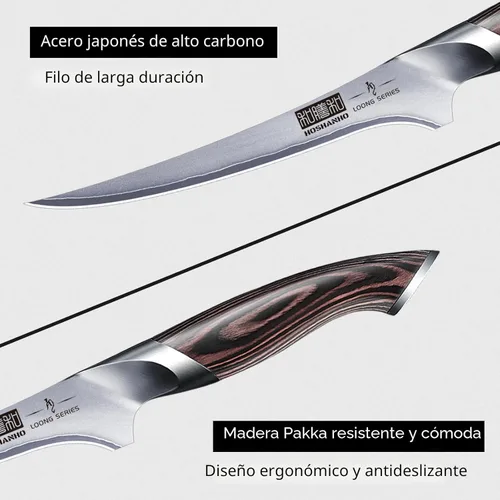 Miniatura 3 de HOSHANHO - Cuchillo de filetear de 7 pulgadas, cuchillo para deshuesar súper afilado en acero inoxidable de alto carbono, cuchillos de pescado