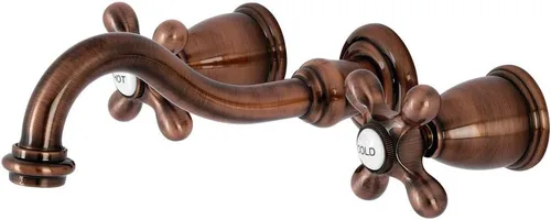 Miniatura 8 de Kingston Brass KS3123AX - Grifo de baño de montaje en pared central de 8 pulgadas, latón antiguo