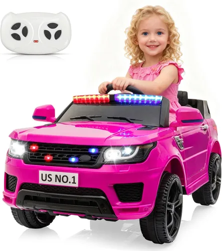 TOBBI Coche de paseo para niños de 12 V con control remoto, funciona con pilas, autos eléctricos para niñas de 1 a 8 años para conducir con