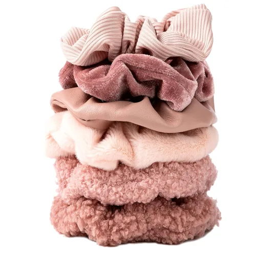 Miniatura 18 de Coleteros Difusos Fuzzy Scrunchies 8 PCS Ligas Negras para el Cabello Lindas Bandas para el Cabello con Piel de Conejo Sintética Ligas Elásticas