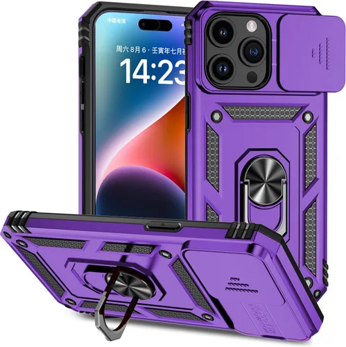 Miniatura 24 de Funda magnética compatible con iPhone 14 Pro de 6.1 pulgadas, funda magnética para iPhone 14 Pro con cubierta de cámara y soporte de grado militar