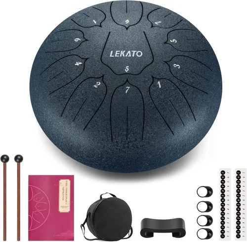 Miniatura 30 de LEKATO Tambor de lluvia para exteriores, tambor de lengüeta de acero de 6 pulgadas, 11 notas, carillón de lluvia de percusión para meditación, yoga