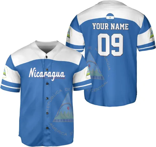 Miniatura 13 de Camiseta de béisbol de Nicaragua personalizada, camiseta de béisbol de Nicaragua personalizada para hombres y mujeres, camisas nicaragüenses