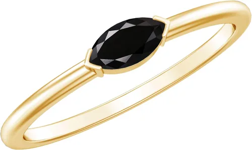 Anillo de promesa de ónix negro natural certificado, calidad AAA, anillo de ónix East West, anillo de Pinky para mujer, listo para regalar
