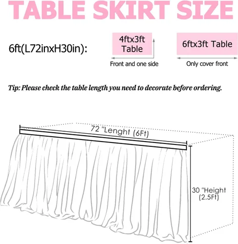 Miniatura 5 de Faldas de mesa de tul arcoíris de 6 pies para mesas rectangulares o cubierta de mesa redonda con falda de princesa arcoíris con volantes de tul tutú