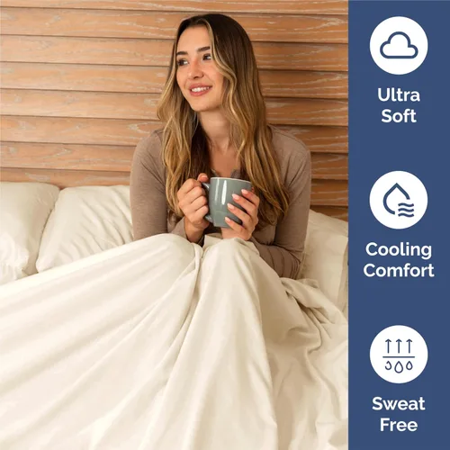 Miniatura 4 de Juego de sábanas Queen de 6 piezas, sábanas transpirables y refrescantes, sábanas de hotel, ropa de cama con bolsillos profundos y fácil ajuste, 10