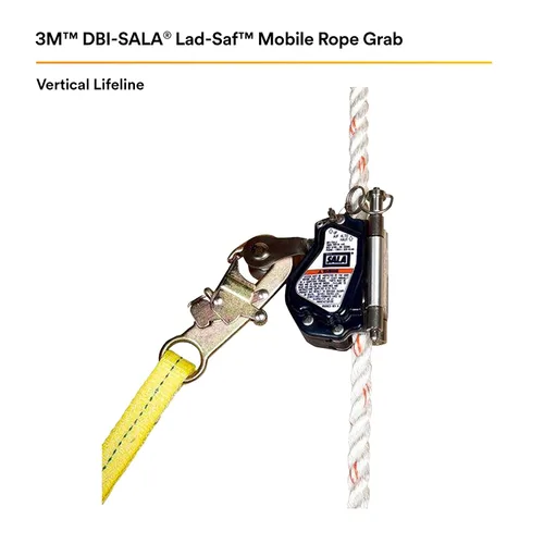 Miniatura 2 de 3M DBI-SALA Lad-Saf manos libres móvil de acero inoxidable y cuerda termoplástica Grab