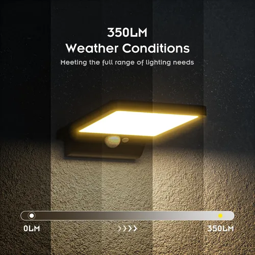 Miniatura 2 de Luz solar para exteriores, pared, paso, puerta, poste, blanco cálido de 3000 K, batería de litio de 2000 mAh, 350 lm, impermeable, sensor