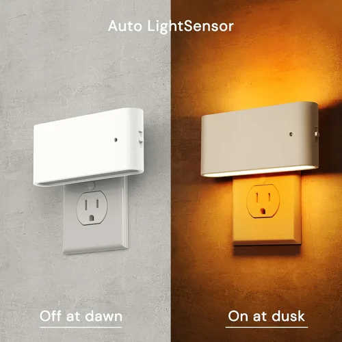 Miniatura 2 de L LOHAS LED - Luz nocturna LED, paquete de 2 luces nocturnas LED modernas enchufables en la pared con sensor de atardecer a amanecer, 0-100LM