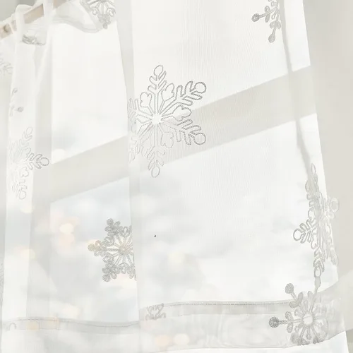 Miniatura 7 de jinchan Cenefa de cortinas de Navidad transparentes de copo de nieve de 18 pulgadas de largo, decoraciones de Navidad, tratamiento de ventana