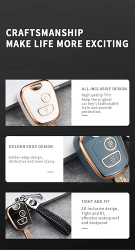 Miniatura 5 de SANRILY Funda para llavero de TPU con borde dorado de 2 botones para Peugeot 206 107 207 307/Citroen C1 C2 C3 C4 Picasso para Toyota Aygo Accesorios