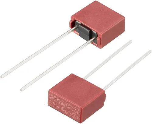Miniatura 4 de uxcell 20pcs DIP montado en miniatura cuadrado lento golpe micro fusible T5A 5A 250V rojo