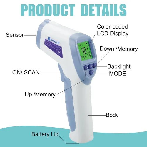 Miniatura 3 de Termómetro digital infrarrojo temporal de grado médico sin contacto para adulto/bebé/niño/bebé/enfermera. Amplim mejor temperatura de la fiebre