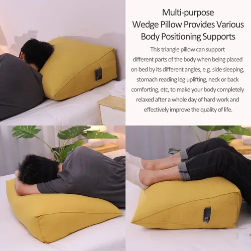 Miniatura 3 de Almohada de Lectura Triangular con Cuña para Cabecero, Almohada de Apoyo para Sentarse en la Cama, Almohada de Respaldo para Sofá, Relleno de Lino