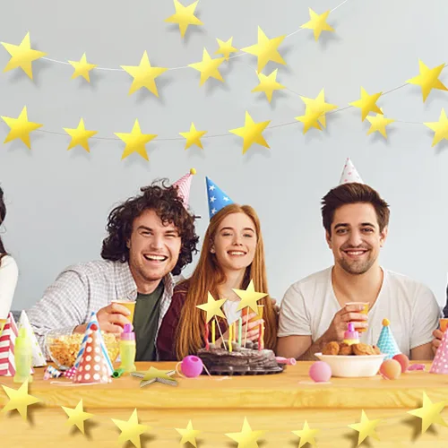 Miniatura 4 de 120 recortes dorados con purpurina de cinco estrellas, recortes de estrellas de papel para tablón de anuncios, estrellas, aula, pared, fiesta