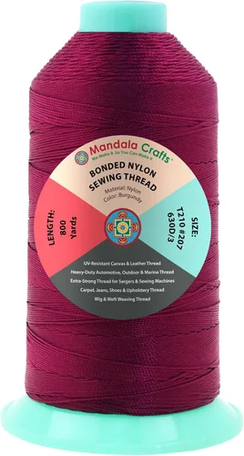 Miniatura 279 de Mandala Crafts - Hilo de nailon para coser cuero, tapicería, mezclilla y para trenzar el pelo; resistente, 1500 yardas, tamaño 69 T70 Marrón