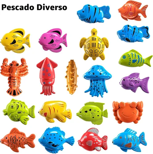 Miniatura 7 de TEMI - Juego de pesca para niños de 3, 4, 5, 6, 7, 8 años, juego de baño con 51 peces para niños pequeños, juguete con caña magnética y red