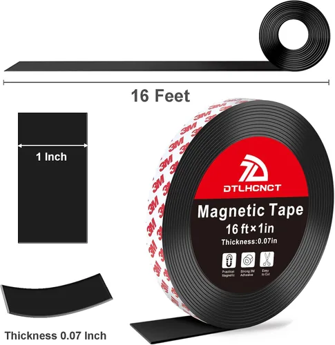 Miniatura 7 de Cinta Magnética DTLHCNCT - Rollo de cinta magnética de tira de imán de 16 pies x 1 pulgada con fuerte respaldo adhesivo, tira magnética para cocina