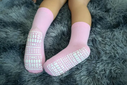 Miniatura 6 de RATIVE Calcetines de algodón antideslizantes antideslizantes con puños para bebés, niños y niñas