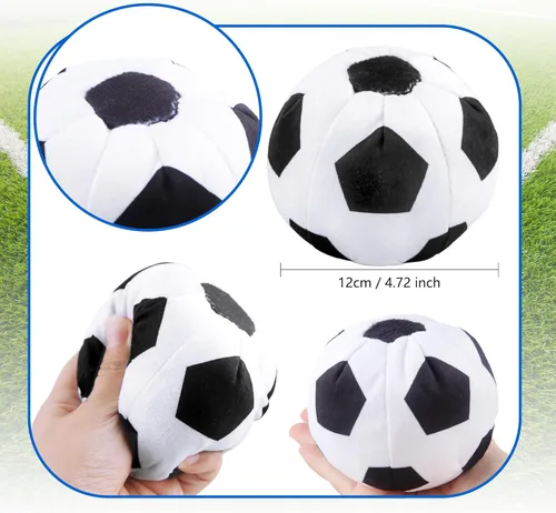 Miniatura 2 de Pelota de fútbol de felpa suave de 3 piezas con chirrido para niños, cumpleaños, deportes, fiesta, regalos, decoración de habitación y dormitorio
