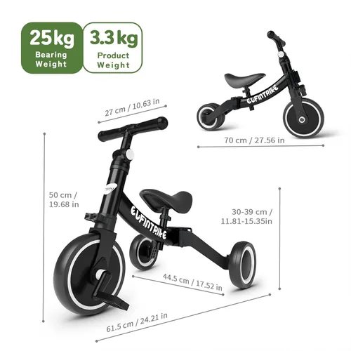 Miniatura 7 de besrey Bicicleta 5 en 1 para niños de 1 año a 4 años, triciclo para niños pequeños, triciclo para niños, juguetes para niños y niñas, entrenamiento
