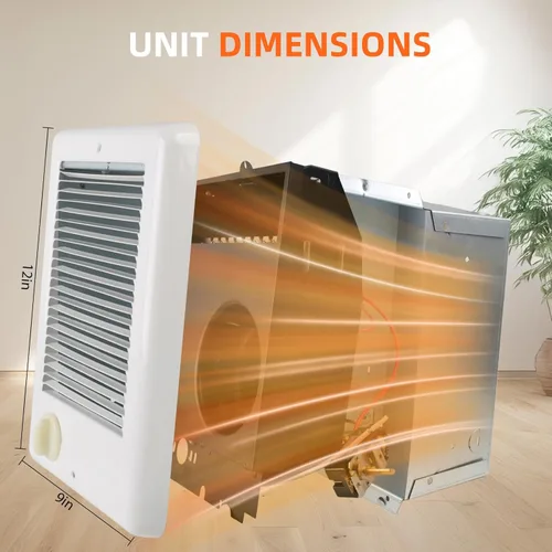 Miniatura 4 de Calentador de pared eléctrico mejorado con termostato (modelo: CSC151TW, Parte: 67509), 5120 BTU, 120 voltios, 1500 vatios, blanco