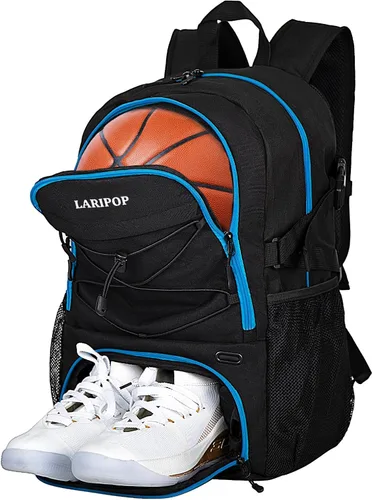 Miniatura 15 de LARIPOP Basketball Backpack with Ball Compartment - Ventilated Shoe Pocket Fits US Size 15, Water Resistant 30L Sports Bag for Men Women Teen