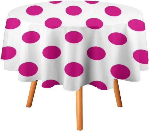 Miniatura 32 de Mantel redondo lavable de lunares negros sobre beige de 50 pulgadas para cocina, comedor, fiesta, decoración moderna