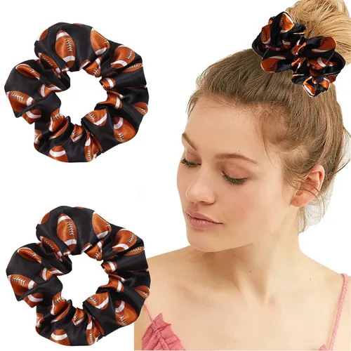 Coleteros de fútbol negros elásticos deportivos para el cabello, bandas elásticas de seda para el cabello, accesorios para el cabello para mujeres,