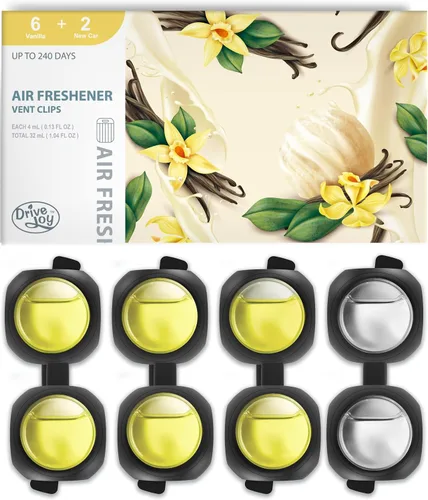 Miniatura 10 de Clips ambientadores para ventilación de automóvil, paquete de 8, proporciona aroma duradero, hasta 240 días, eliminador de olores (manzana y canela)