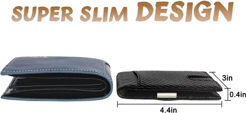 Miniatura 4 de kullder Billetera de fibra de carbono para hombres, cartera personalizada RFID delgada con clip de aluminio para dinero, soporte para tarjetas