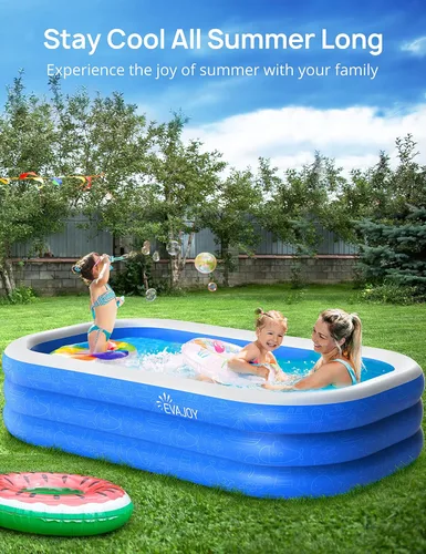 Miniatura 3 de EVAJOY - Piscina inflable de 92 x 56 x 20 pulgadas para fiesta acuática de verano, sin BPA, sobre el suelo, pelota de piscina para niños, patio